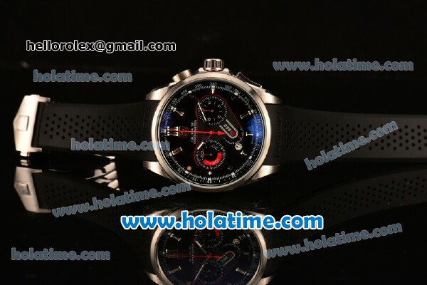 Tag Heuer Grand Carrera Calibre 36 RS Chrono Miyota OS20 Quartz Steel Case with Black Dial and Silver Markers - Click Image to Close
